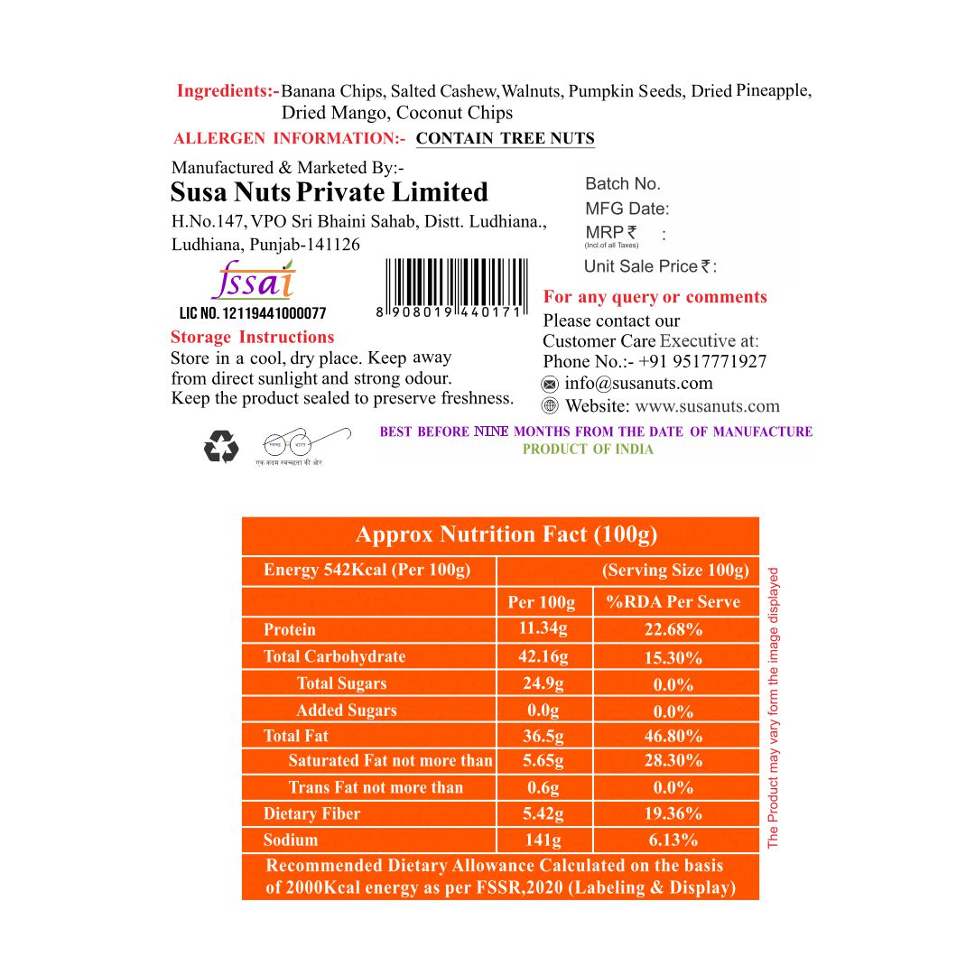 Trail Bliss Tasty, Healthy & Sweet Nuts, Seeds & Dried Fruit Mixture (100g)