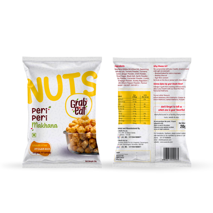 Peri Peri Roasted Makhana | Spicy Tangy Fox Nuts | Healthy Crunchy Snack | Low Calorie High Protein | Grab N Eat
