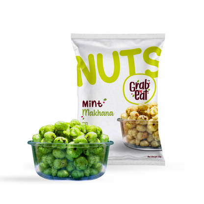 Mint Pudina Roasted Makhana | Refreshing Masala Fox Nuts | Healthy Crunchy Snack | Low Calorie High Protein | Grab N Eat
