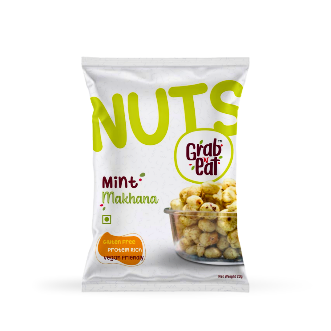 Mint Pudina Roasted Makhana | Refreshing Masala Fox Nuts | Healthy Crunchy Snack | Low Calorie High Protein | Grab N Eat